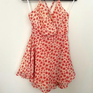 Dashing red and off white romper!